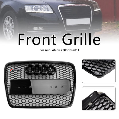 2008-2011 Audi A6 C6 Black Front Honeycomb Bumper Grill Grille Facelift