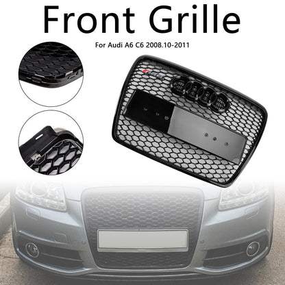 2008-2011 Audi A6 C6 Black Front Honeycomb Bumper Grill Grille Facelift