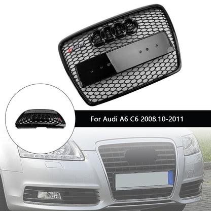 2008-2011 Audi A6 C6 Black Front Honeycomb Bumper Grill Grille Facelift