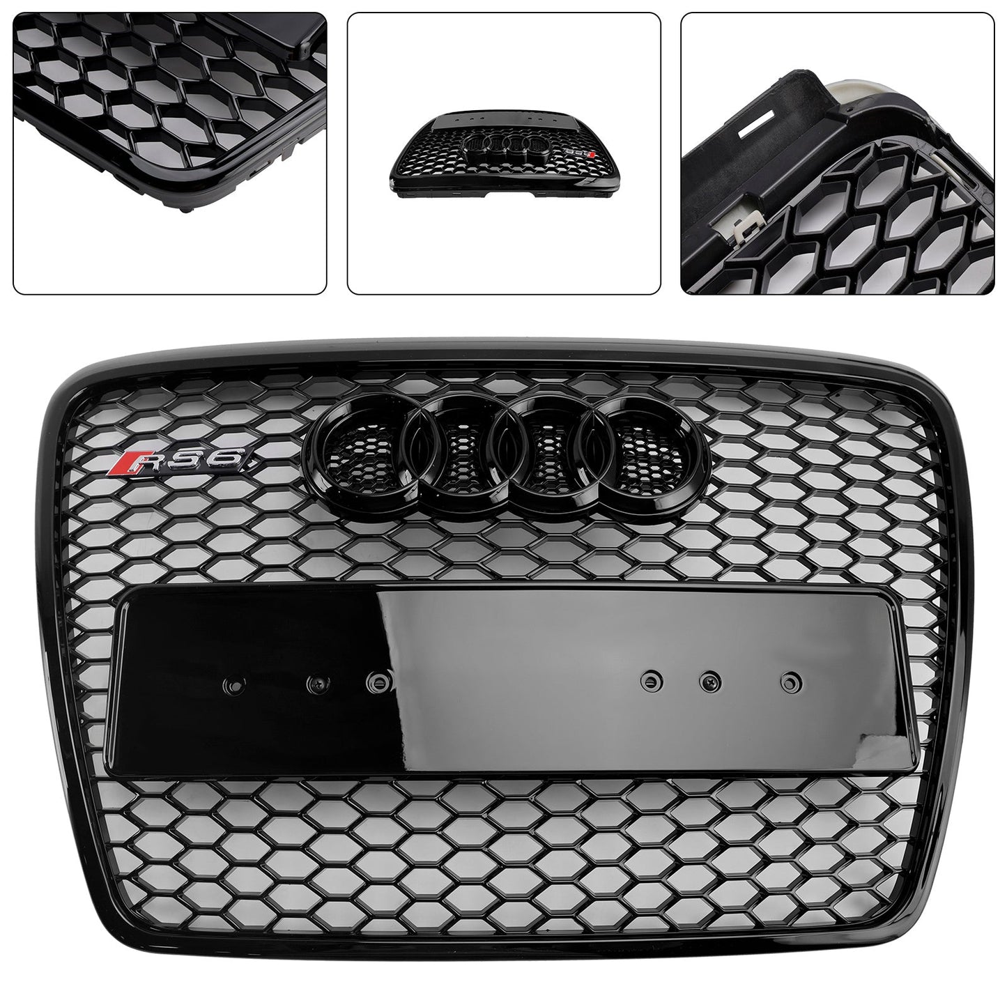 2008-2011 Audi A6 C6 Black Front Honeycomb Bumper Grill Grille Facelift