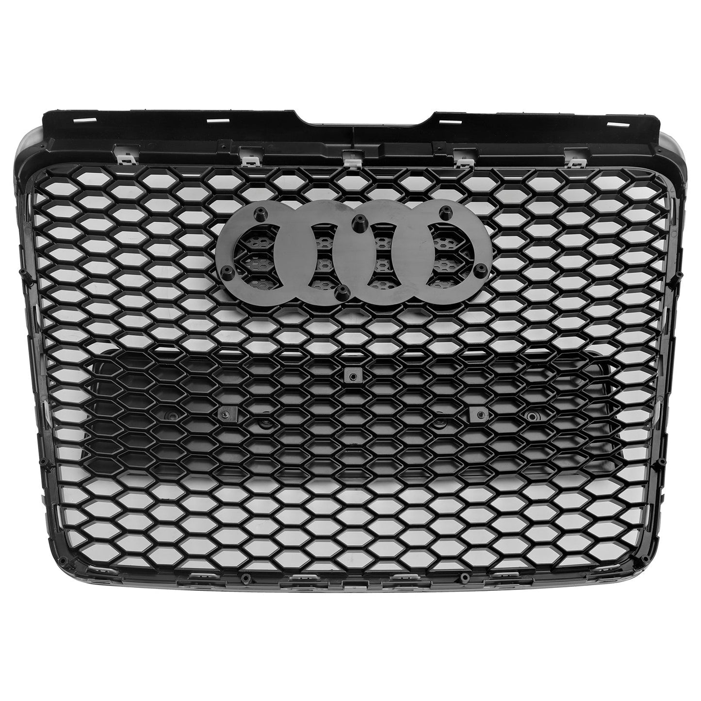 Audi A6 /S6 C6 Grille Honeycome RS Grille Front Center Mesh Glossy Balck Replacement Grille With Ring Emblem 2008-2011