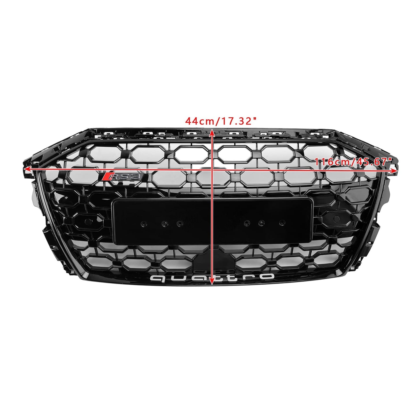 2020-2024 Audi A3 / S3 RS3 Style Honeycomb Grill Front Bumper Glossy Black Grille