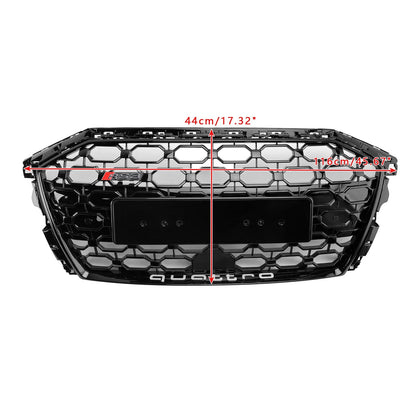 2020-2024 Audi A3 / S3 RS3 Style Honeycomb Grill Front Bumper Glossy Black Grille