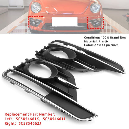2016-2019 VW Beetle Pair Front Bumper Fog Light Grill Cover Bezel 5C5854661K 5C5854662J