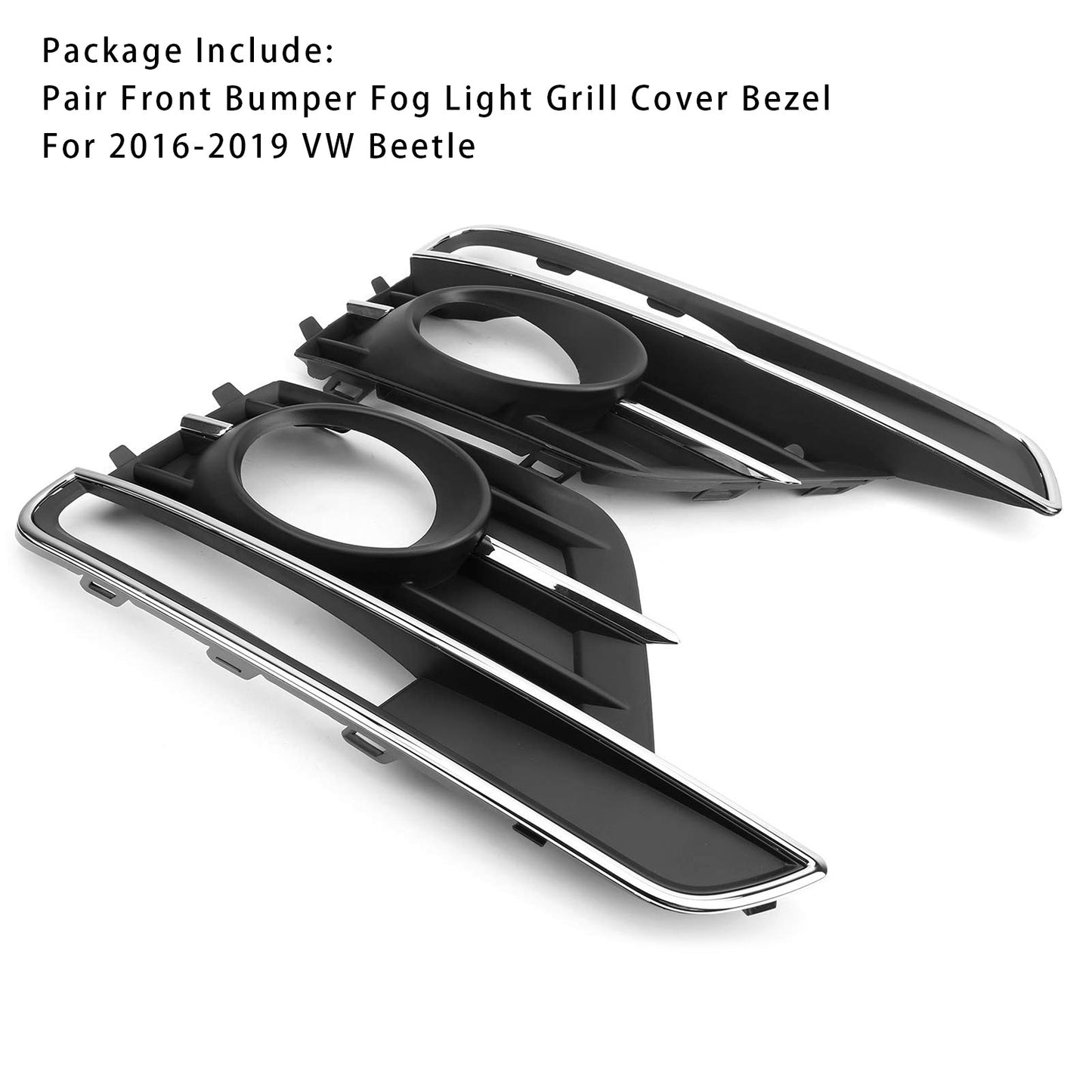 2016-2019 VW Beetle Pair Front Bumper Fog Light Grill Cover Bezel 5C5854661K 5C5854662J