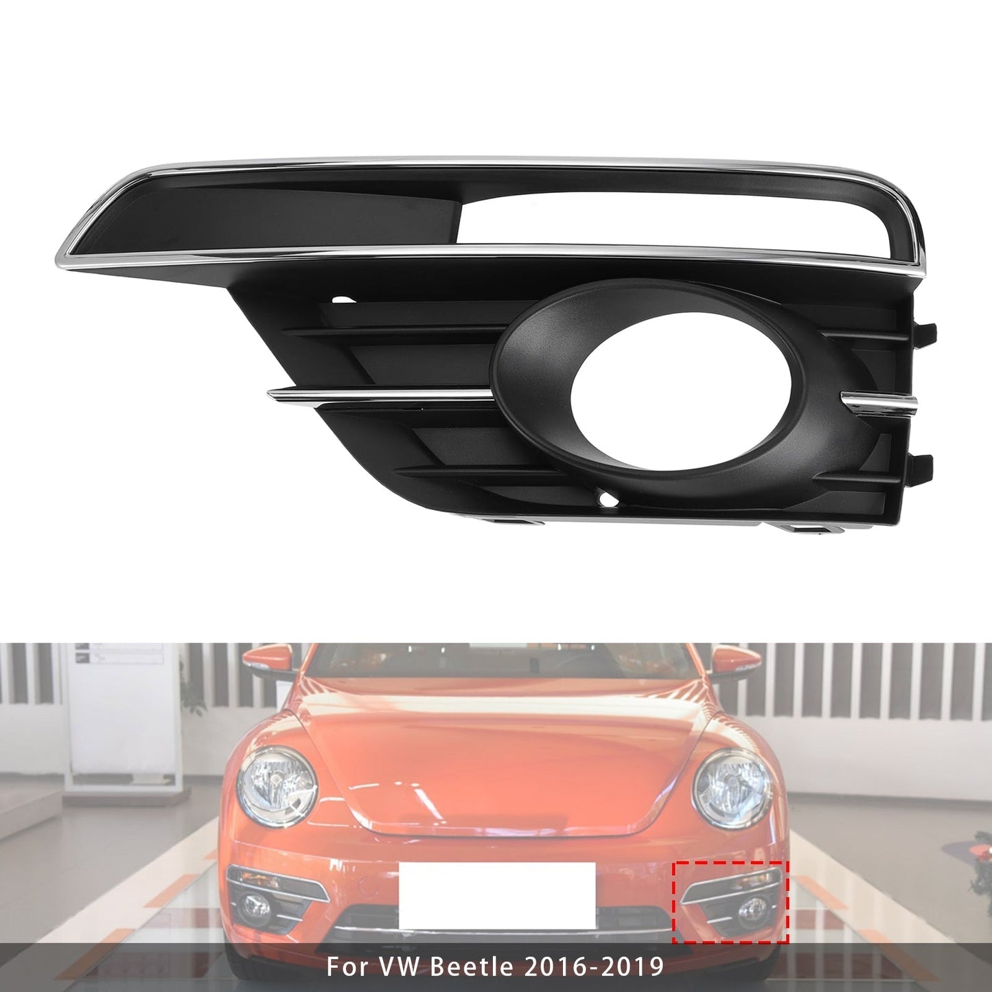2016-2019 VW Beetle Pair Front Bumper Fog Light Grill Cover Bezel 5C5854661K 5C5854662J