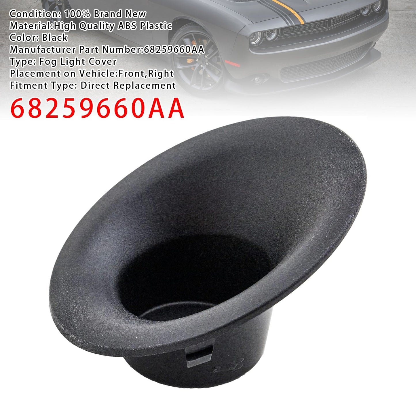 Left Side Fog Light Cover For Dodge Challenger 2015-2022 68259661AA