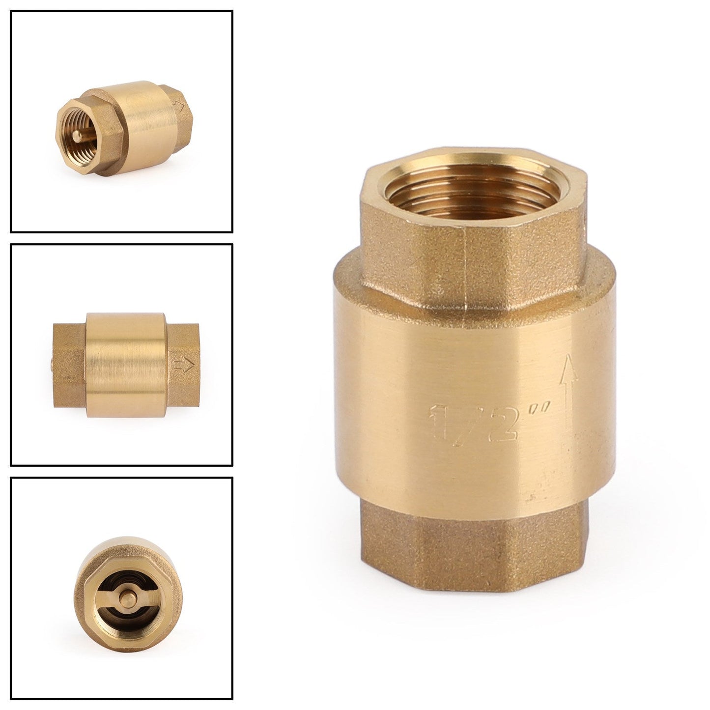 DN15 1/2" NPT In-Line Check Valve Brass Spring Loaded Inline 200PSI, 1/2" DN15