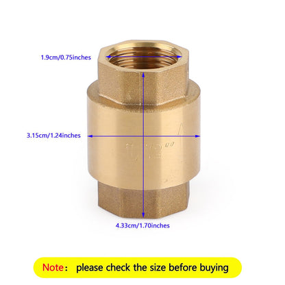 DN15 1/2" NPT In-Line Check Valve Brass Spring Loaded Inline 200PSI, 1/2" DN15