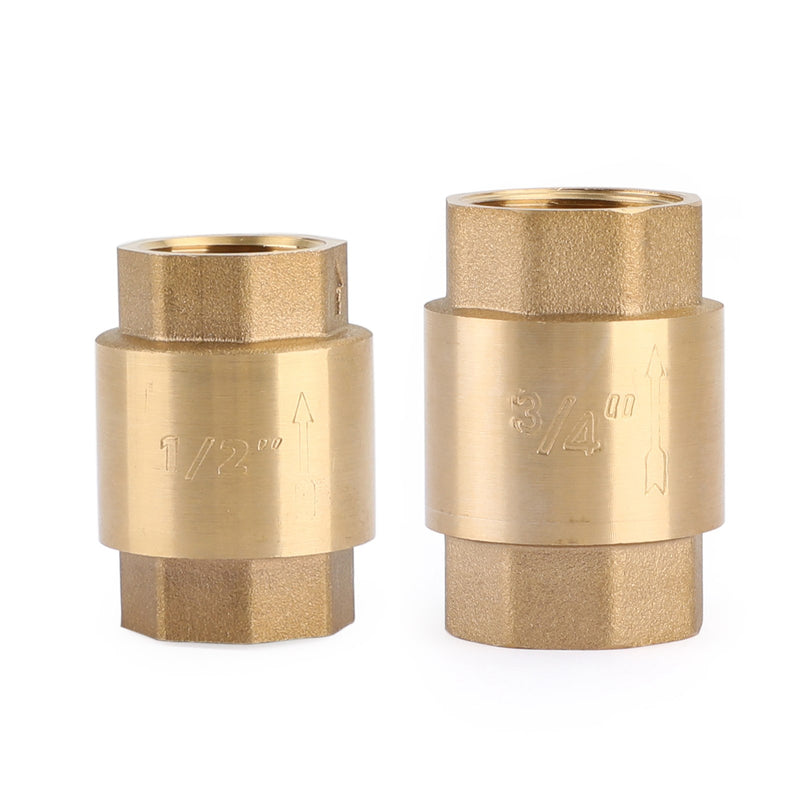 DN15 1/2" NPT In-Line Check Valve Brass Spring Loaded Inline 200PSI, 3/4" DN20