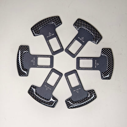 6PCS Car Safety Seat Belt Buckle Carbon Fiber Car Alarm Stopper Clip Clamp