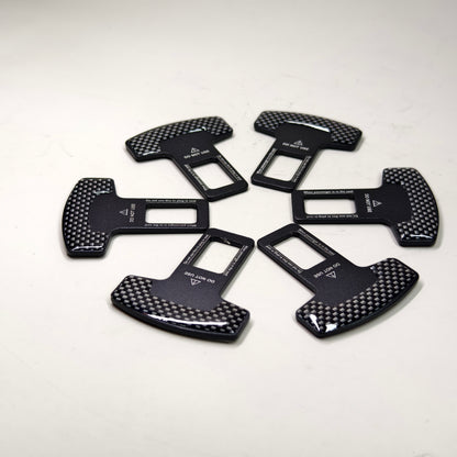 6PCS Car Safety Seat Belt Buckle Carbon Fiber Car Alarm Stopper Clip Clamp