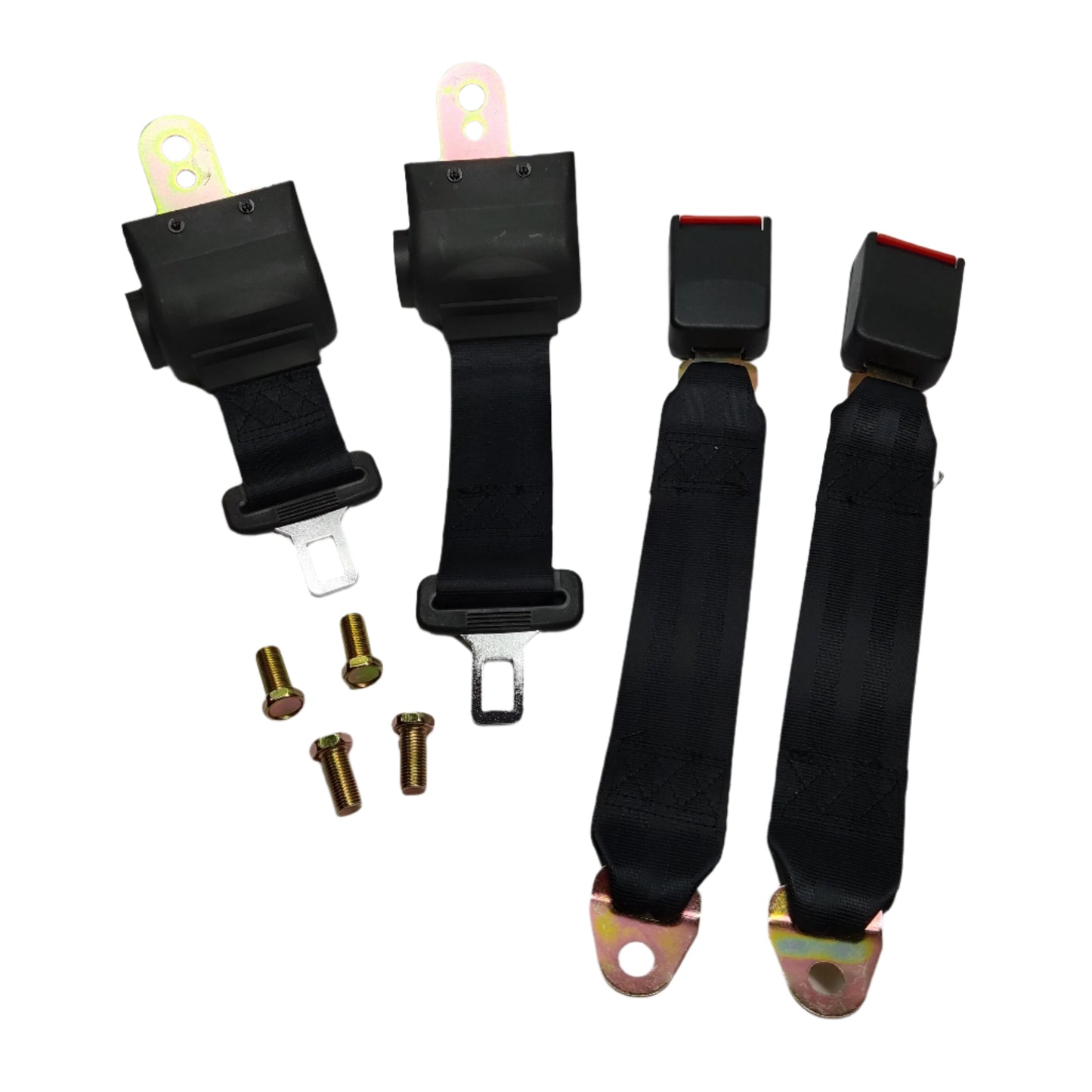 2 Sets 2 Point Retractable Adjustable Auto Car Safety Seat Belt Buckle Universal