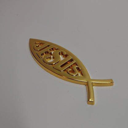 3D Car Decal Emblem Sticker Religious God For Jesus Christian Gold Fish Symbol