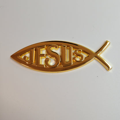 3D Car Decal Emblem Sticker Religious God For Jesus Christian Gold Fish Symbol