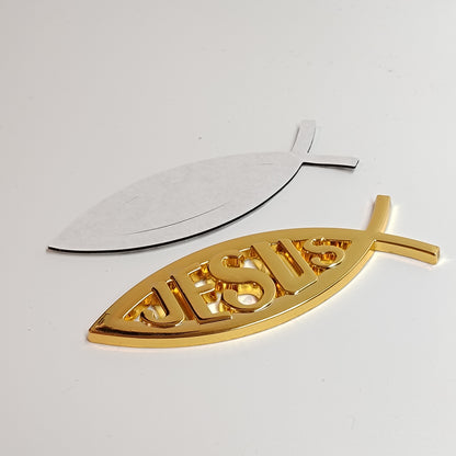 3D Car Decal Emblem Sticker Religious God For Jesus Christian Gold Fish Symbol