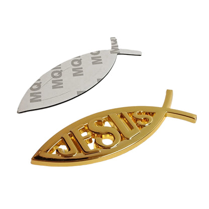 3D Car Decal Emblem Sticker Religious God For Jesus Christian Gold Fish Symbol