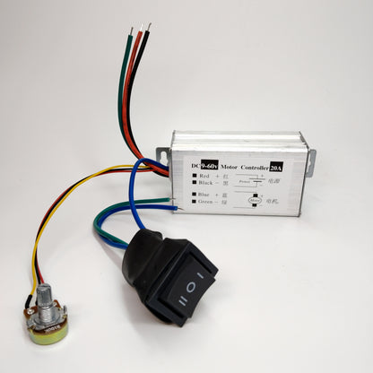 DC 9V-60V 20A PWM Motor Stepless Variable Speed Control Controller Switch