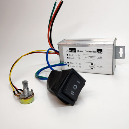 DC 9V-60V 20A PWM Motor Stepless Variable Speed Control Controller Switch