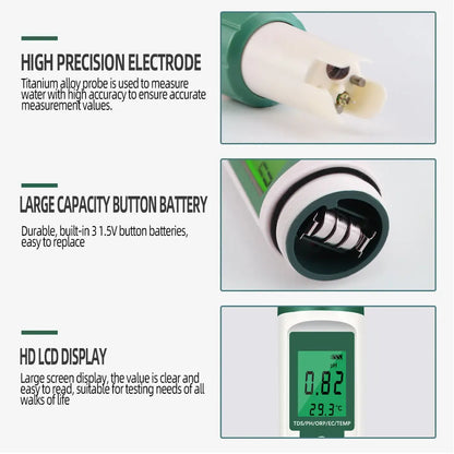5 in 1 Digital PH TDS EC ORP Temperature Water Quality Tester Meter Test Tool