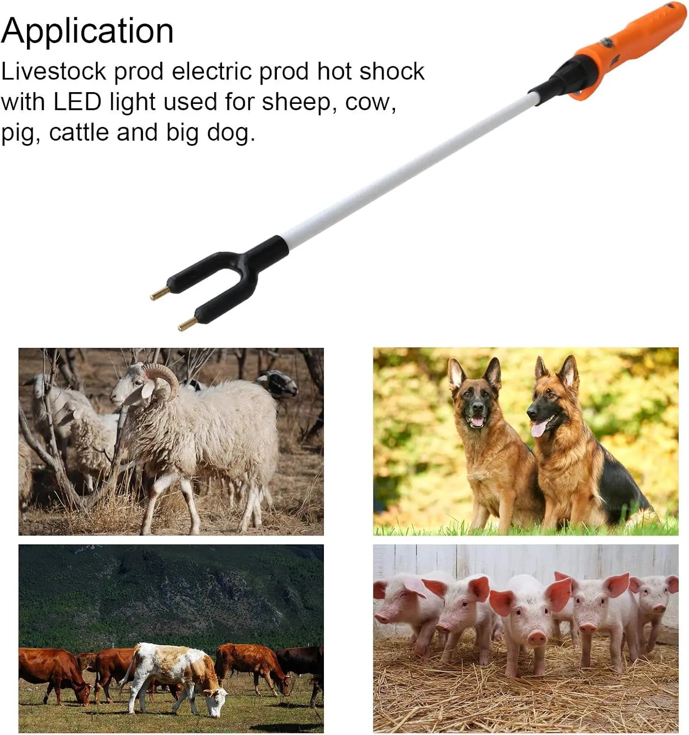 34.3'' Livestock Prod Stick With Led Light Rechargeable Electric Repelling Rod For Pig