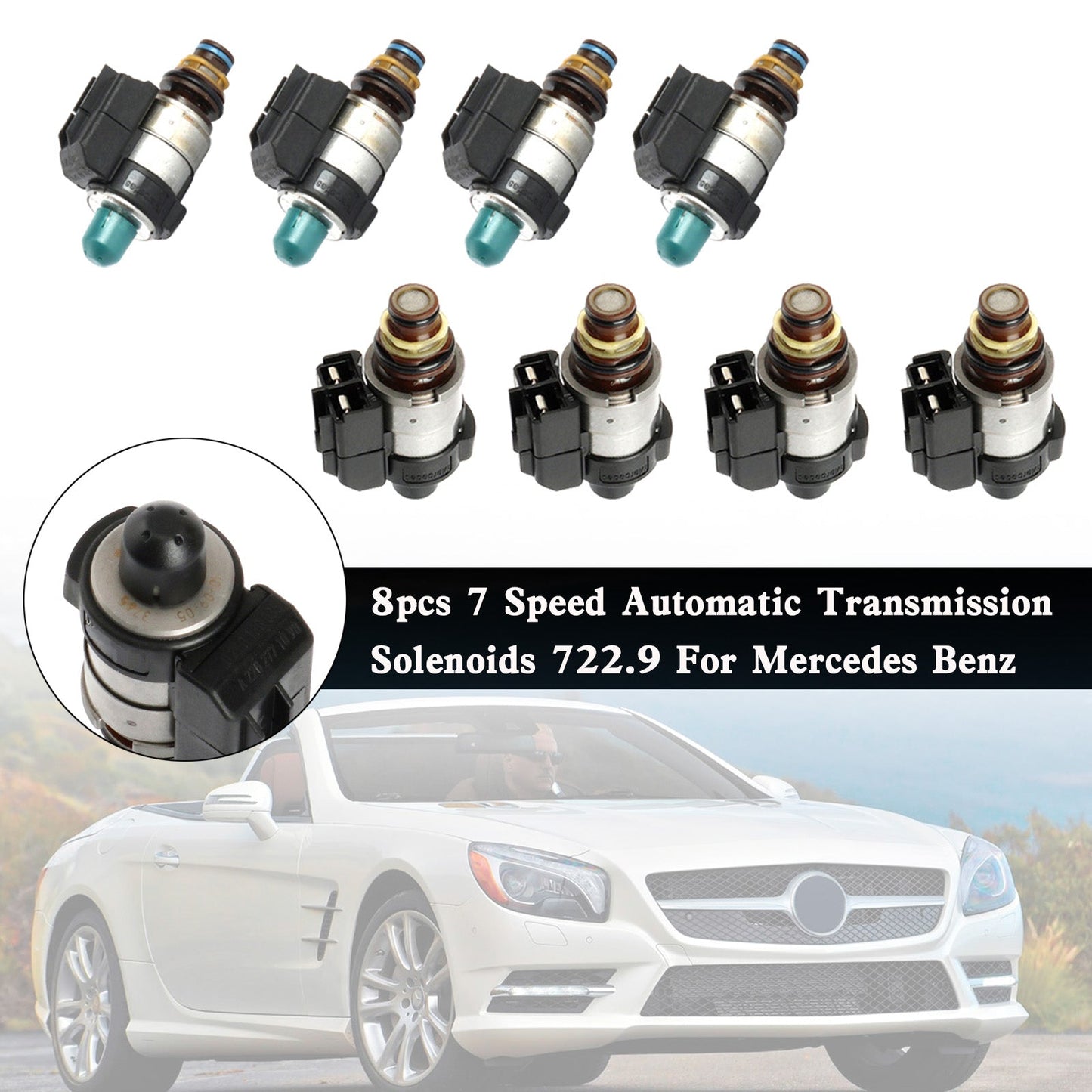 Benz W221 8pcs 7 Speed 722.9 Automatic Transmission Solenoids S300 S350 S500 S550 S600