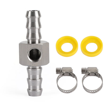 Stainless Steel 3/8" Fuel Line Fuel Pressure Gauge Sensor T-Fitting Adapter pro