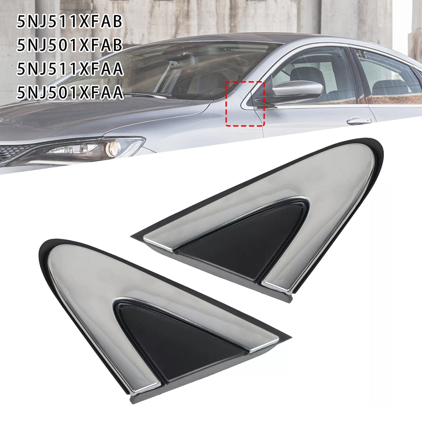 2015-2017 Chrysler 200 Left+Right Side Mirror Cover Fender Corner Molding 5NJ511XFAB