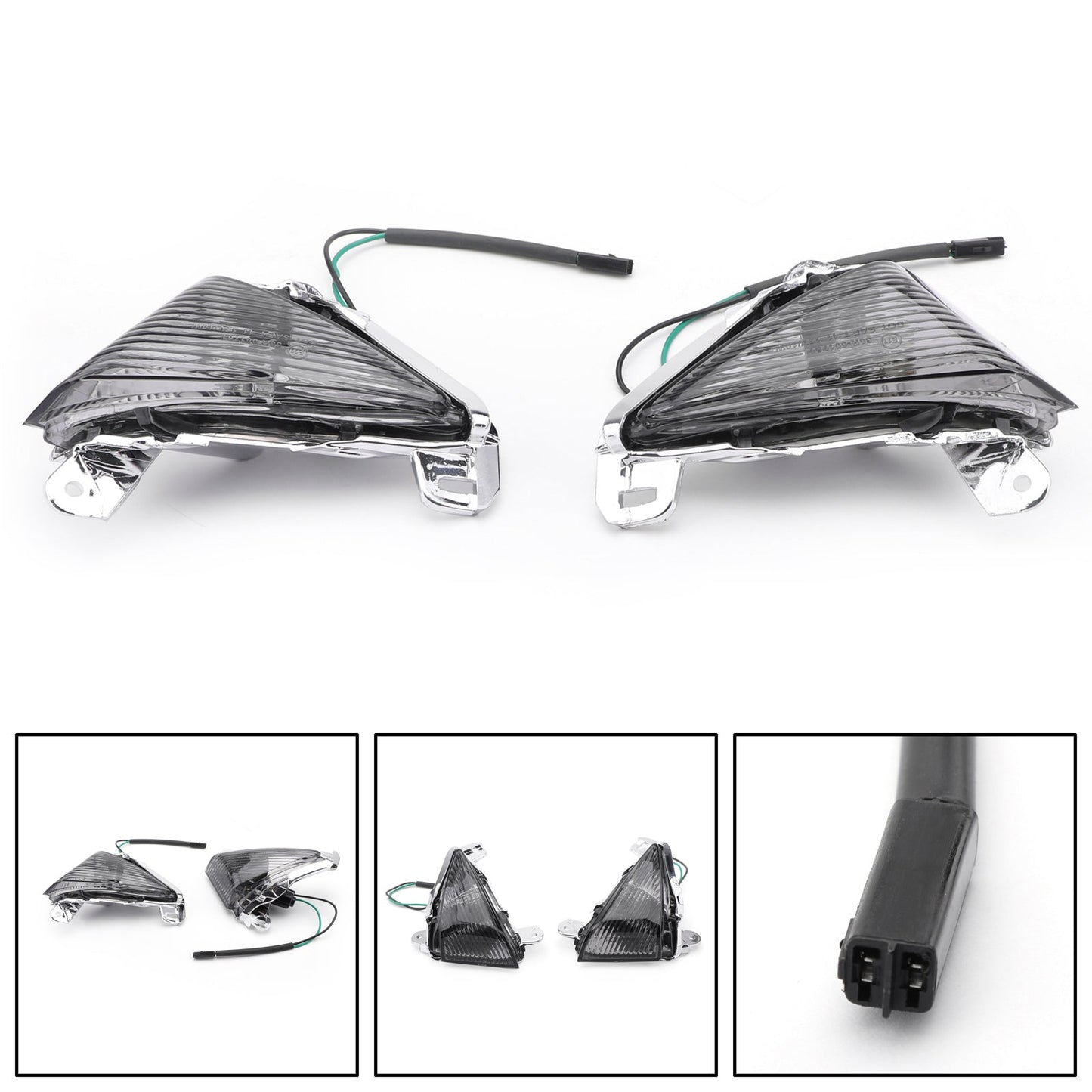 Front Turn Signals Lens Fit For Kawasaki ZX14R 2006-2010 ZX10R 2006-2007 Ninja 650F 2006-2008 Smoke Champoo