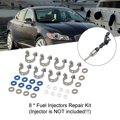 8PCS Fuel Injectors Repair Seal Kit 0261500105 FJ1161 Jaguar/Range Rover 5.0L V8