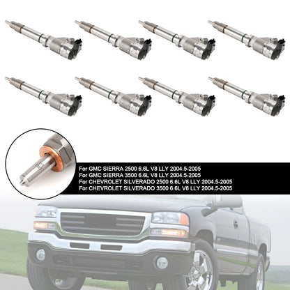8PCS Fuel Injector 0986435504 Fit GMC Fit Chevy 6.6L Duramax LLY 2004.5-2005