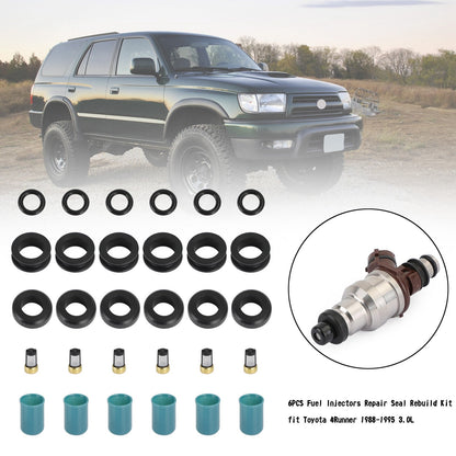 1988-1995 Toyota 4Runner/Pickup 3.0L 3VZE 6PCS Fuel Injectors Repair Seal Rebuild Kit