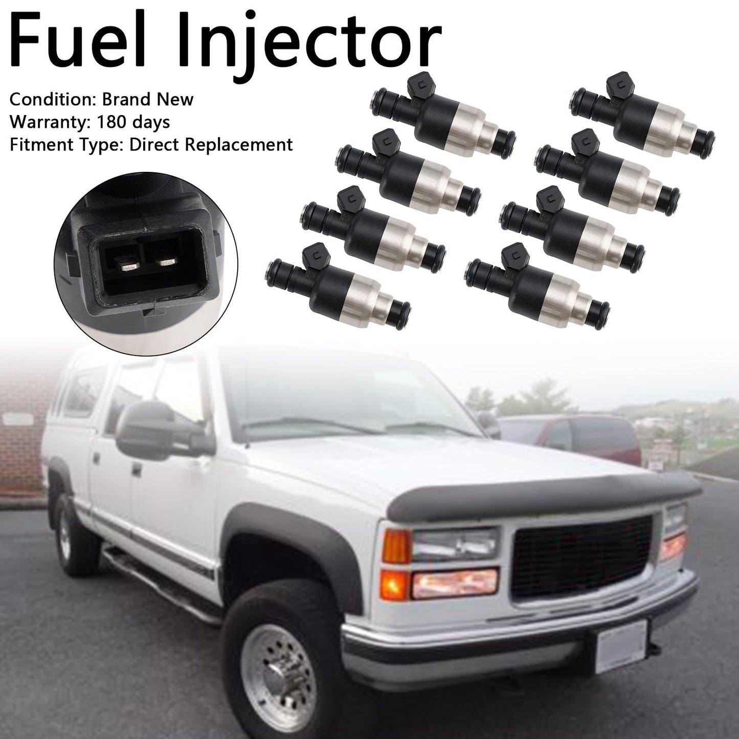 1996-2000 GMC C3500HD K2500 K3500 8Pcs Fuel Injector 17109596 83211150