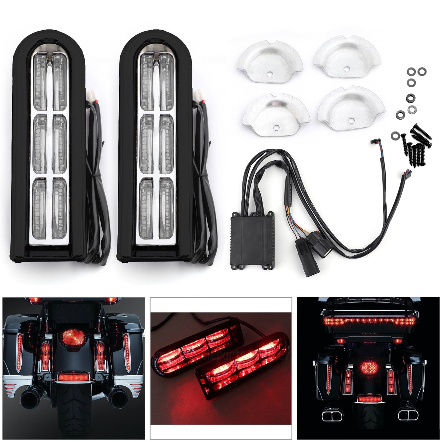 LED Inserts Saddlebag Filler Support Lights For Harley Touring Electra Glide Champoo