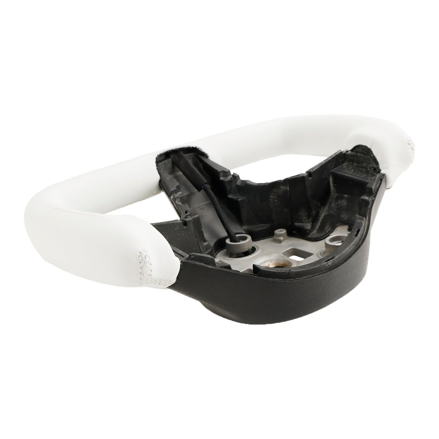 2017-2023 Tesla Model 3 Yoke Steering Wheel Square White Leather w/Heating