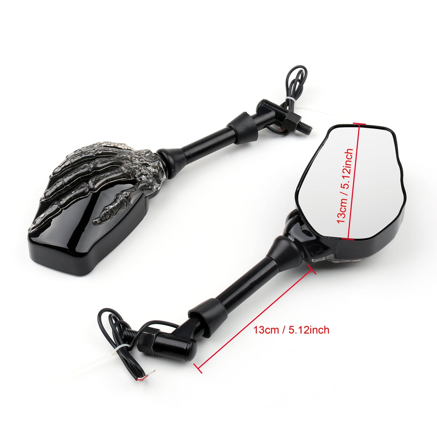 Skull Skeleton Turn Signals Mirrors For Motorcycle Street Bike Cruiser Racer