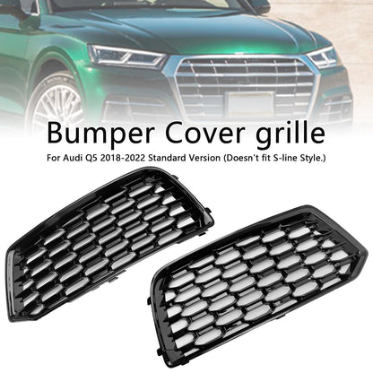 Audi Q5 Standard 2018-2022 2PCS Front Bumper Cover Grill Honeycomb Mesh Black Grille