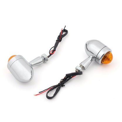 2x Bullet Mini Heavy Duty Motorcycle Turn Signal Indicators Light Blinkers Black Champoo