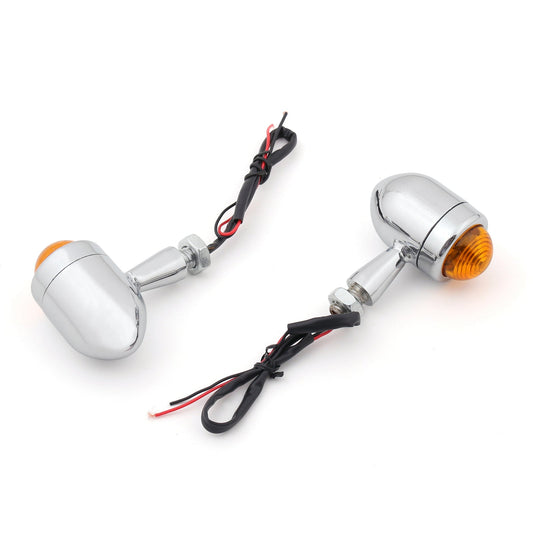 2x Bullet Mini Heavy Duty Motorcycle Turn Signal Indicators Light Blinkers Black Champoo