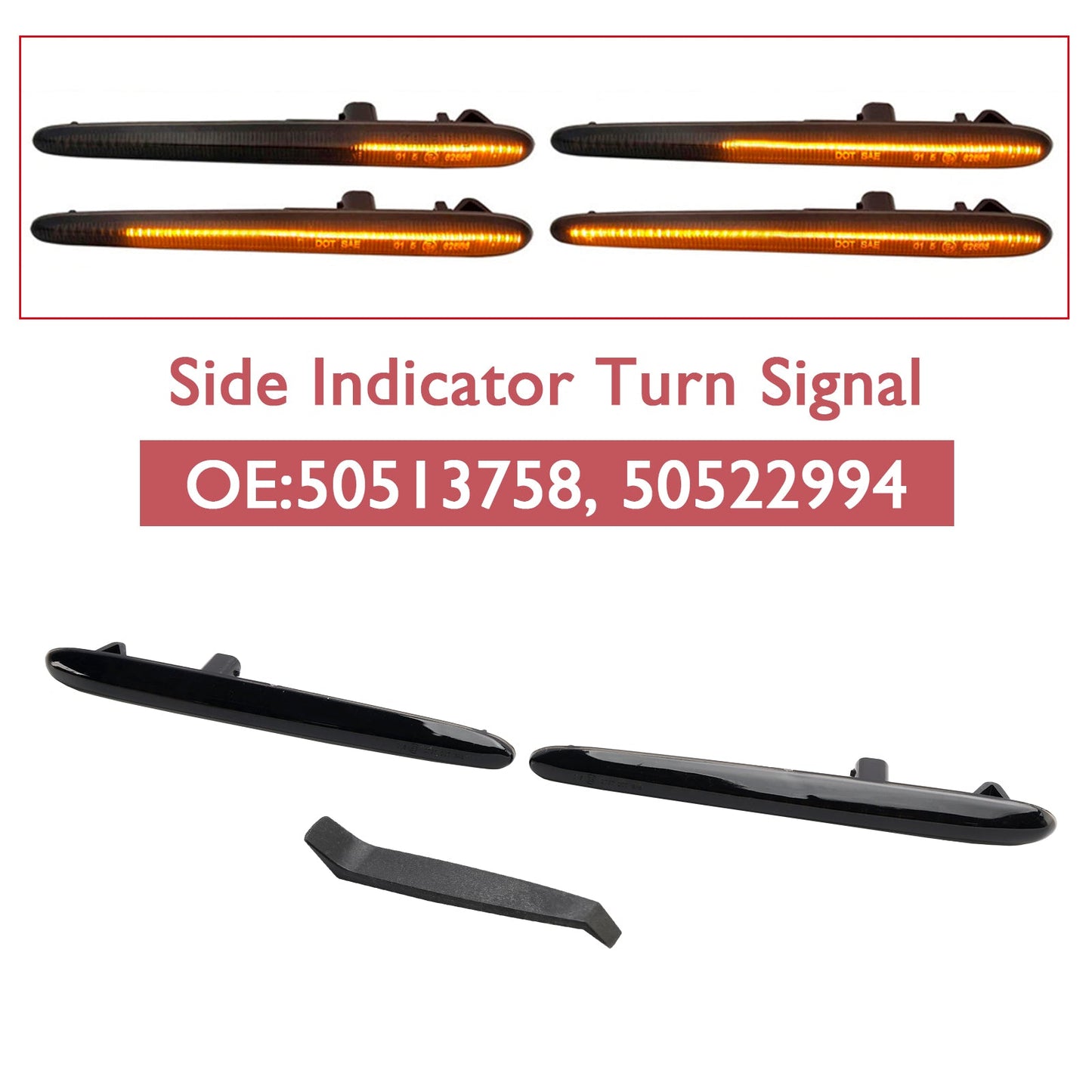 2010-2016 Alfa Romeo Giulietta Ti Sprint Smoked Led Sequential Blinker Side Indicator Turn Signal 50513758
