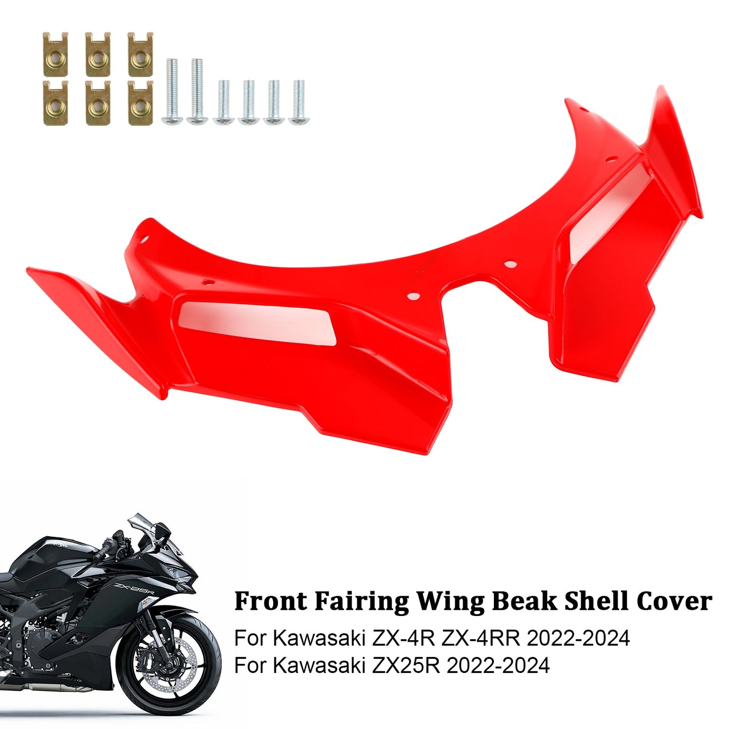 Front Fairing Wing Beak Shell Cover For Kawasaki ZX4R ZX4RR ZX25R 22-24