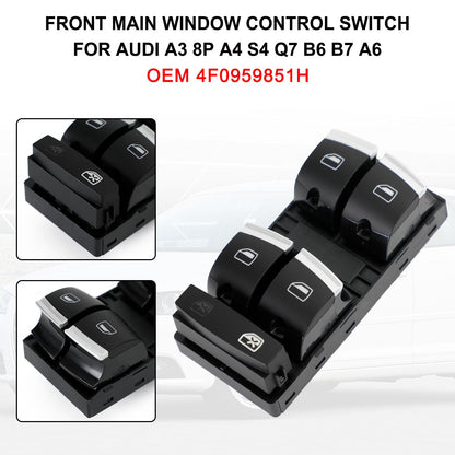 2005-2011 Audi A6 4F / A6 4F Avant 4F0959851H Front Main Window Control Switch