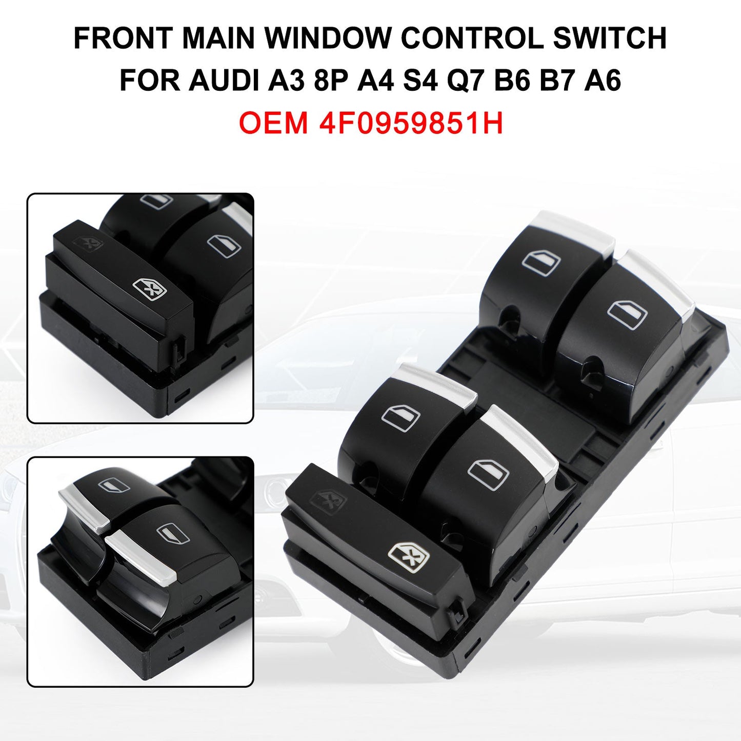 Audi Q7 (4L) 2006-2011 4F0959851H Front Main Window Control Switch