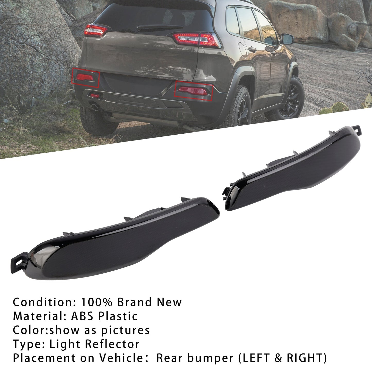 2014-2018 Jeep Cherokee 2PCS Rear Bumper Reflector Lights 68105145A 68105144A