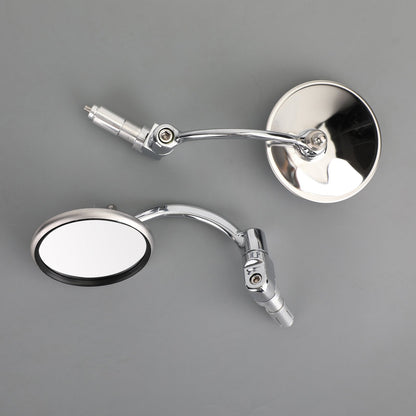 Cafe Racer Cruiser Custom Round Bar End Mirror Rearview Mirrors Chrome