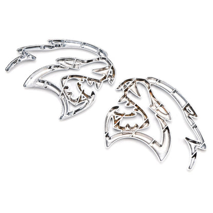 SRT Hellcat Silver 2PCS Hellcat Fender Side Emblem Badge Decal