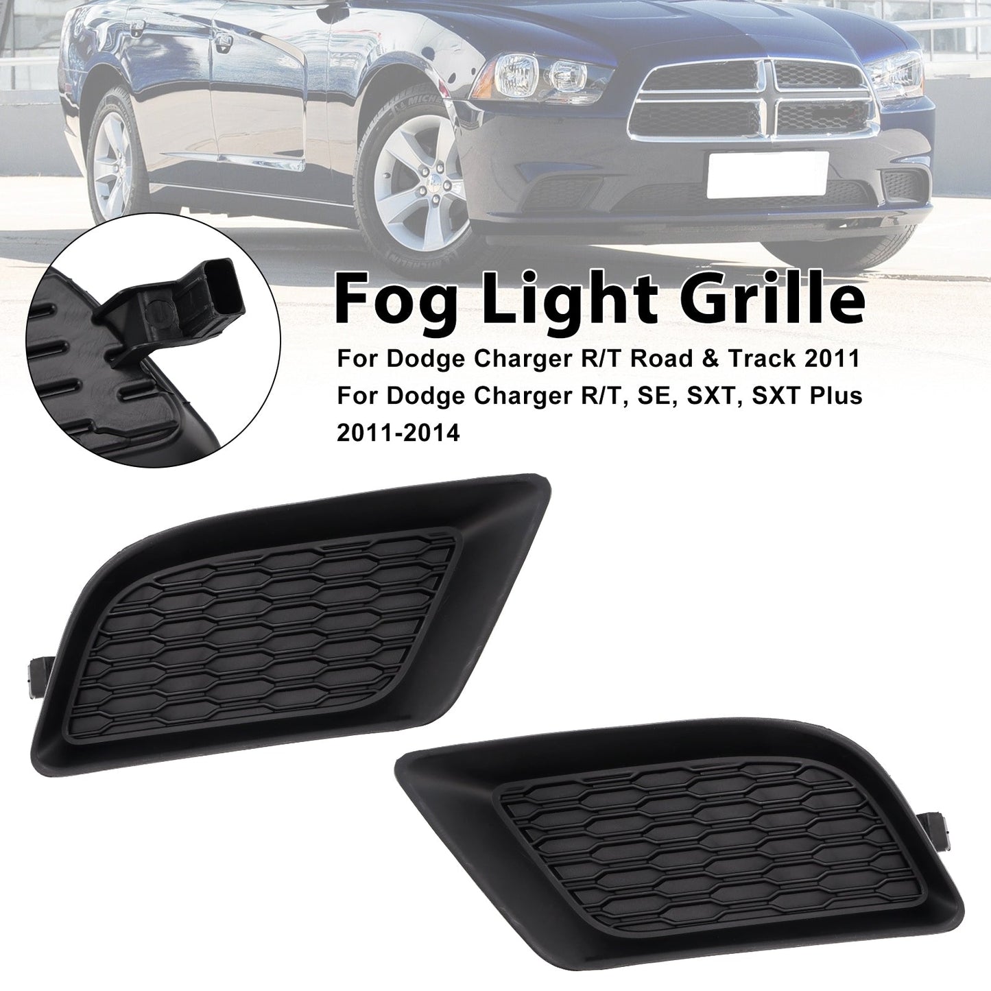 2011-2014 Dodge Charger R/T, SE, SXT, SXT Plus 2PCS Fog Light Cover 68092570AA 68092571AA Generic