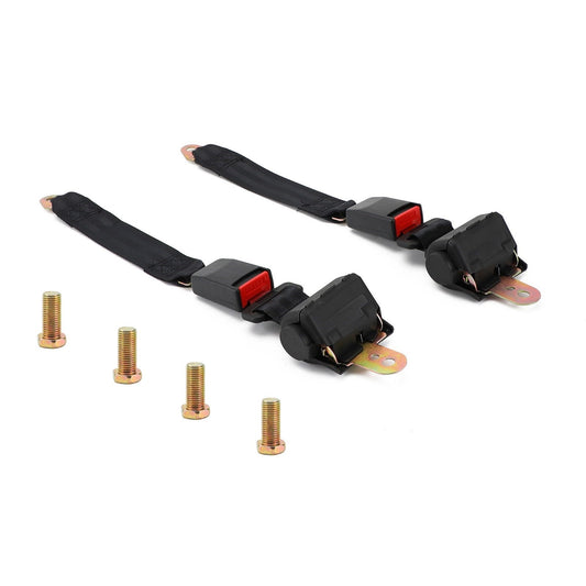 2 Sets 2 Point Retractable Auto Car Safety Seat Belt Buckle Universal Adjustable