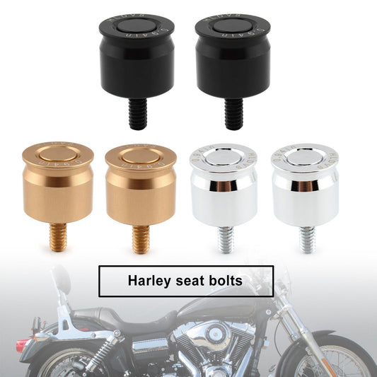 2X Seat Bolt Aluminum Anodized For Dyna Softail Sportster Road King Glide Gold
