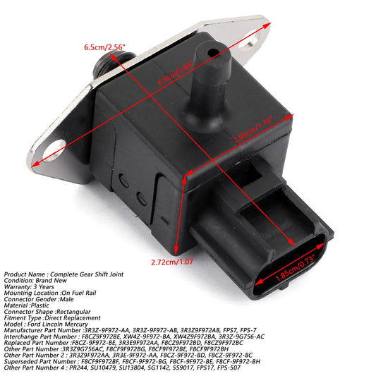 1998-2002 Ford Escort 2.0L 1989CC 121Cu. In. l4 GAS SOHC Naturally Aspirated Fuel Injection Pressure Regulator Sensor 3R3Z9F972AB FPS7